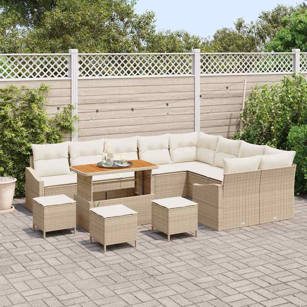vidaXL Conjunto de sofás de jardín 13 uds. 8-Número de plazas Beige