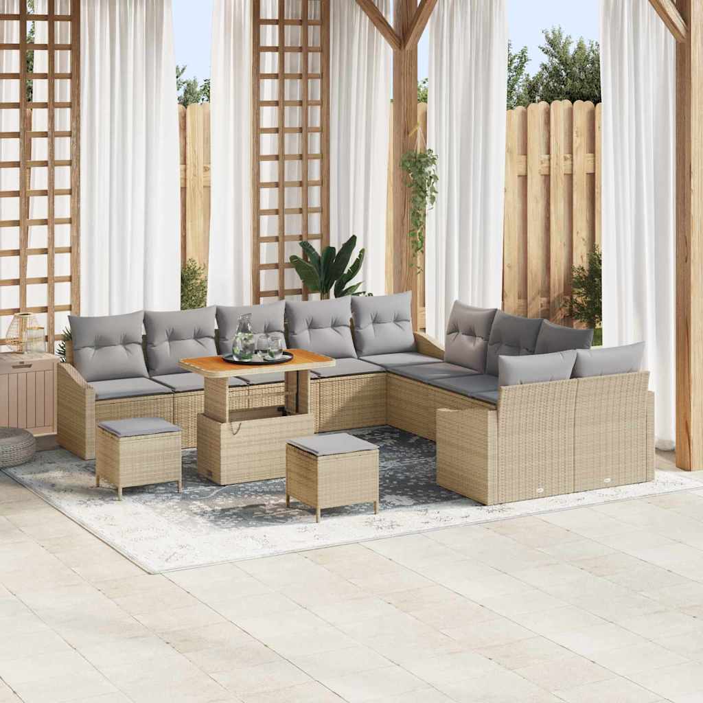 vidaXL Conjunto de sofás de jardín 13 uds. 12-Número de plazas Beige