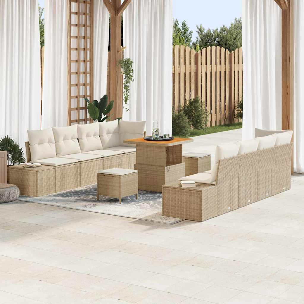 vidaXL Conjunto de sofás de jardín Beige Poliratán