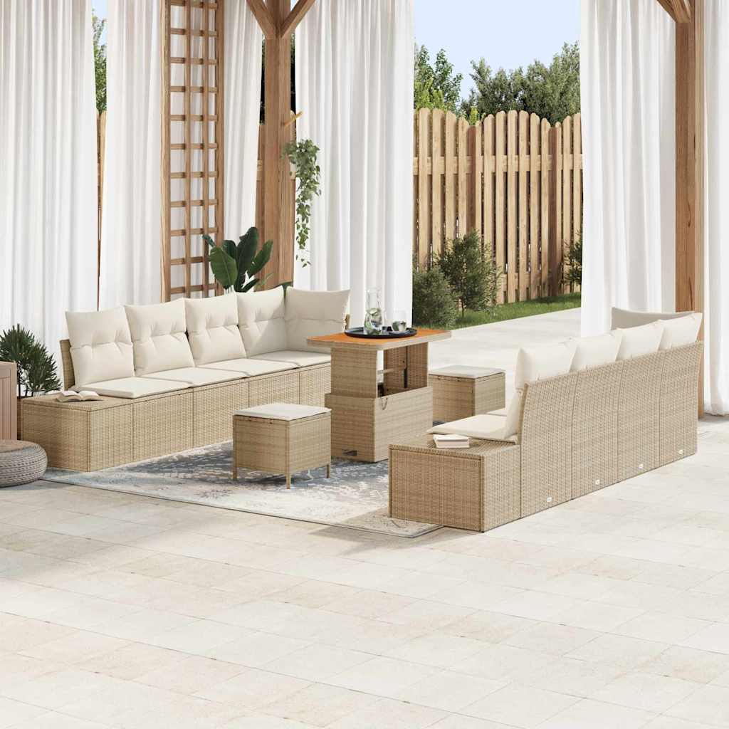 vidaXL Conjunto de sofás de jardín Beige Poliratán