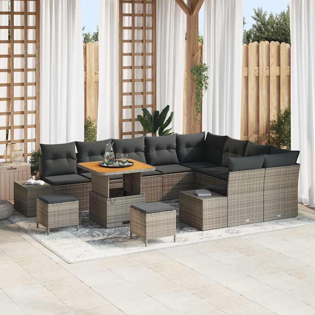 vidaXL Conjunto de sofás de jardín 12 uds. 11-Número de plazas Gris