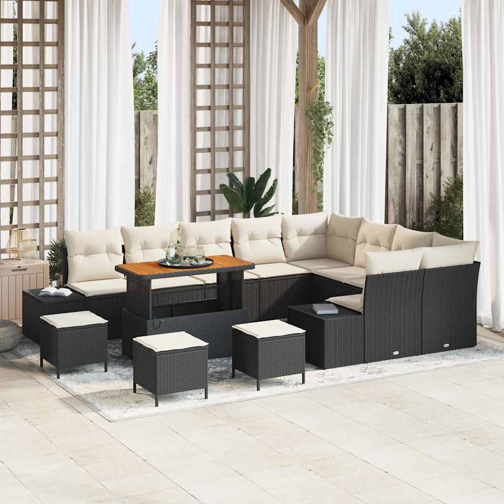 vidaXL Conjunto de sofás de jardín 13 uds. 12-Número de plazas Negro