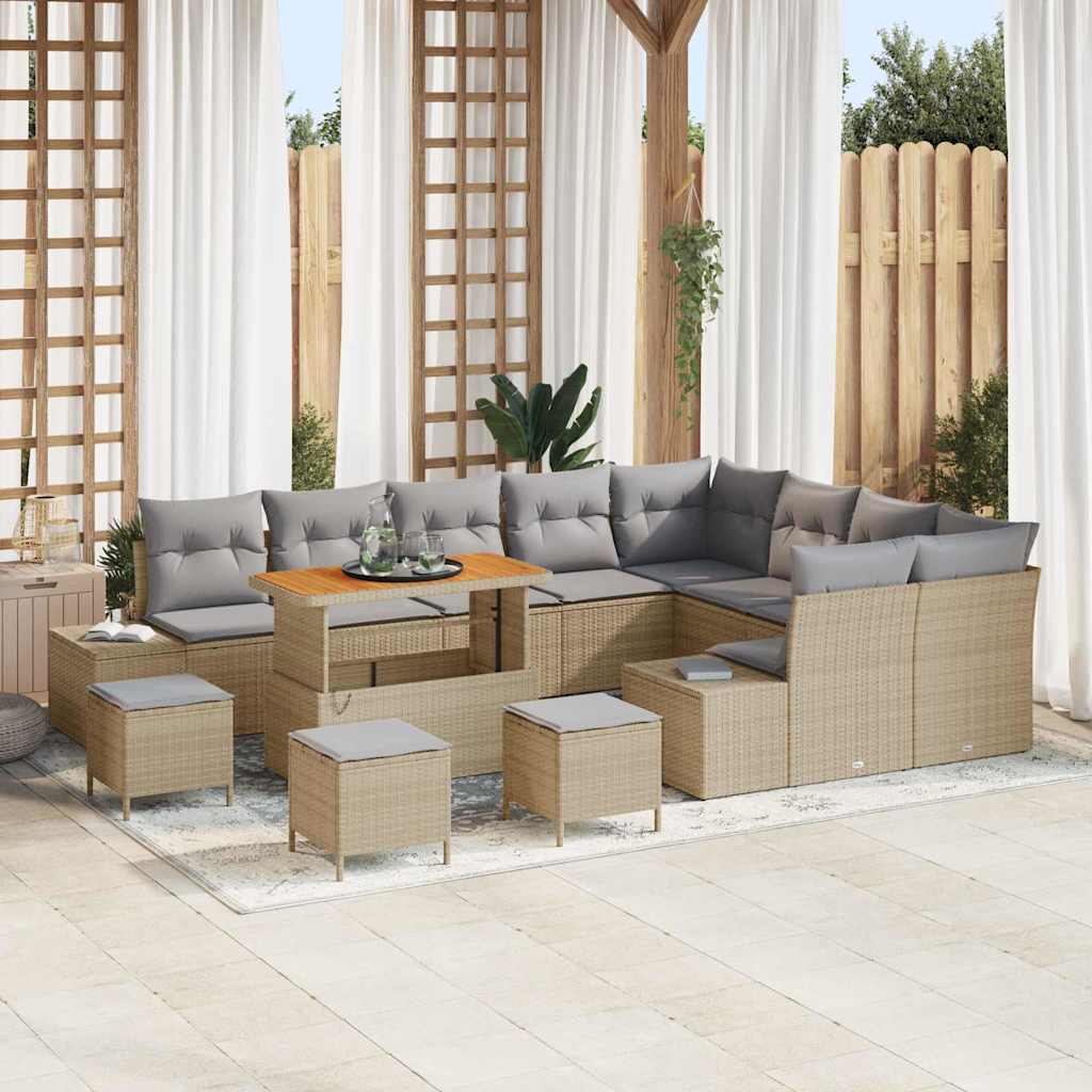 vidaXL Conjunto de sofás de jardín 13 uds. 12-Número de plazas Beige