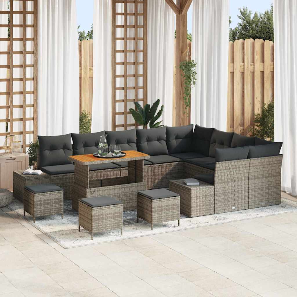 vidaXL Conjunto de sofás de jardín 13 uds. 12-Número de plazas Gris