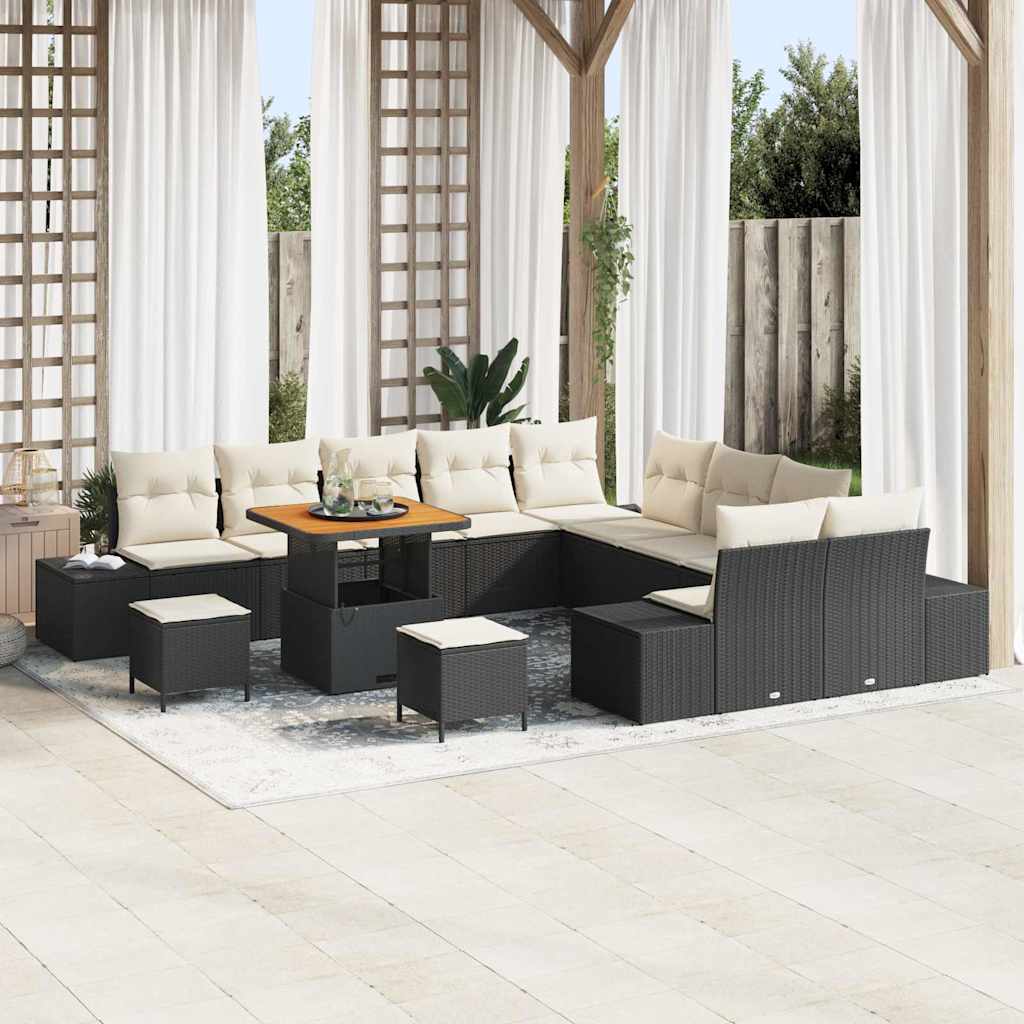 vidaXL Conjunto de sofás de jardín 13 uds. 12-Número de plazas Negro