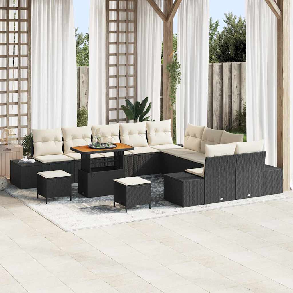vidaXL Conjunto de sofás de jardín 13 uds. 12-Número de plazas Negro