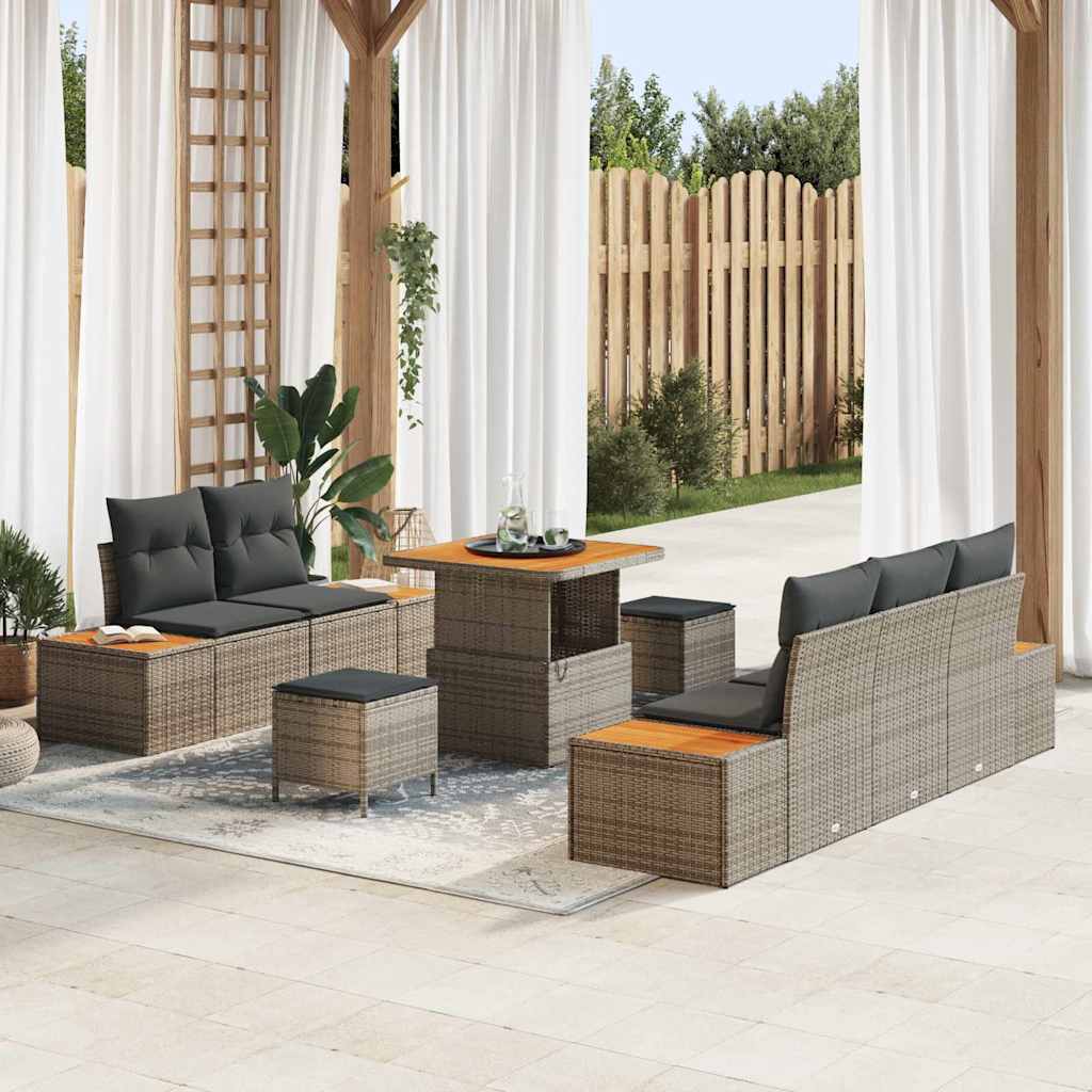 vidaXL Conjunto de sofá de jardín 8 uds. 7-Número de plazas