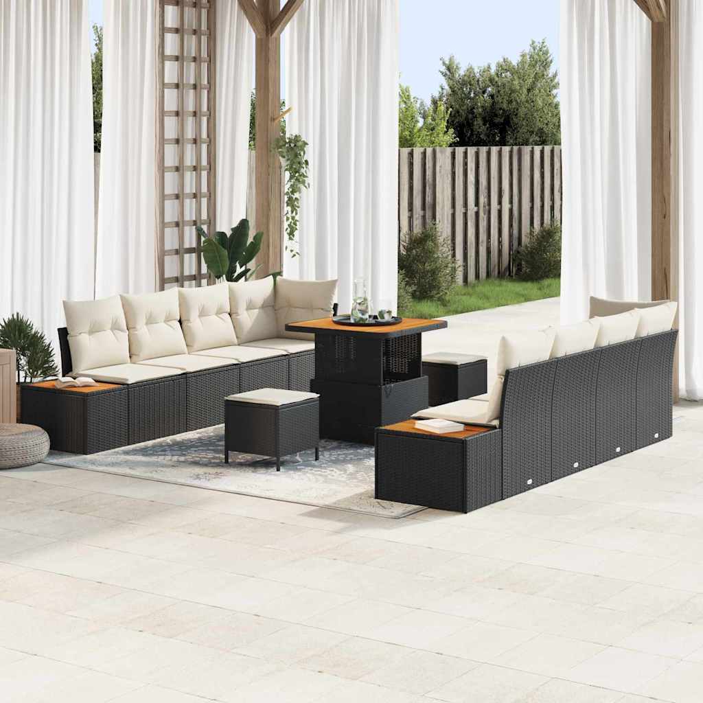 vidaXL Conjunto de sofás de jardín 11 uds. 10-Número de plazas Negro