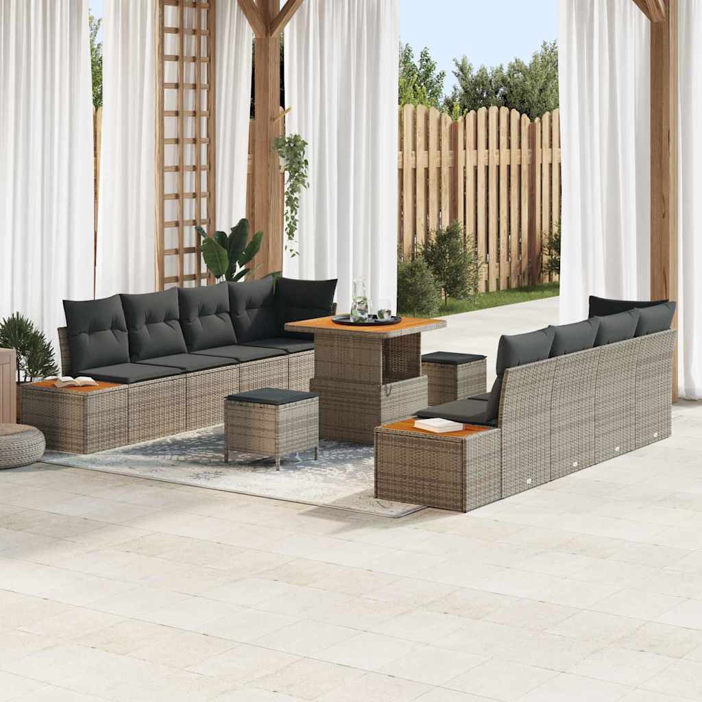 vidaXL Conjunto de sofás de jardín 11 uds. 10-Número de plazas Gris
