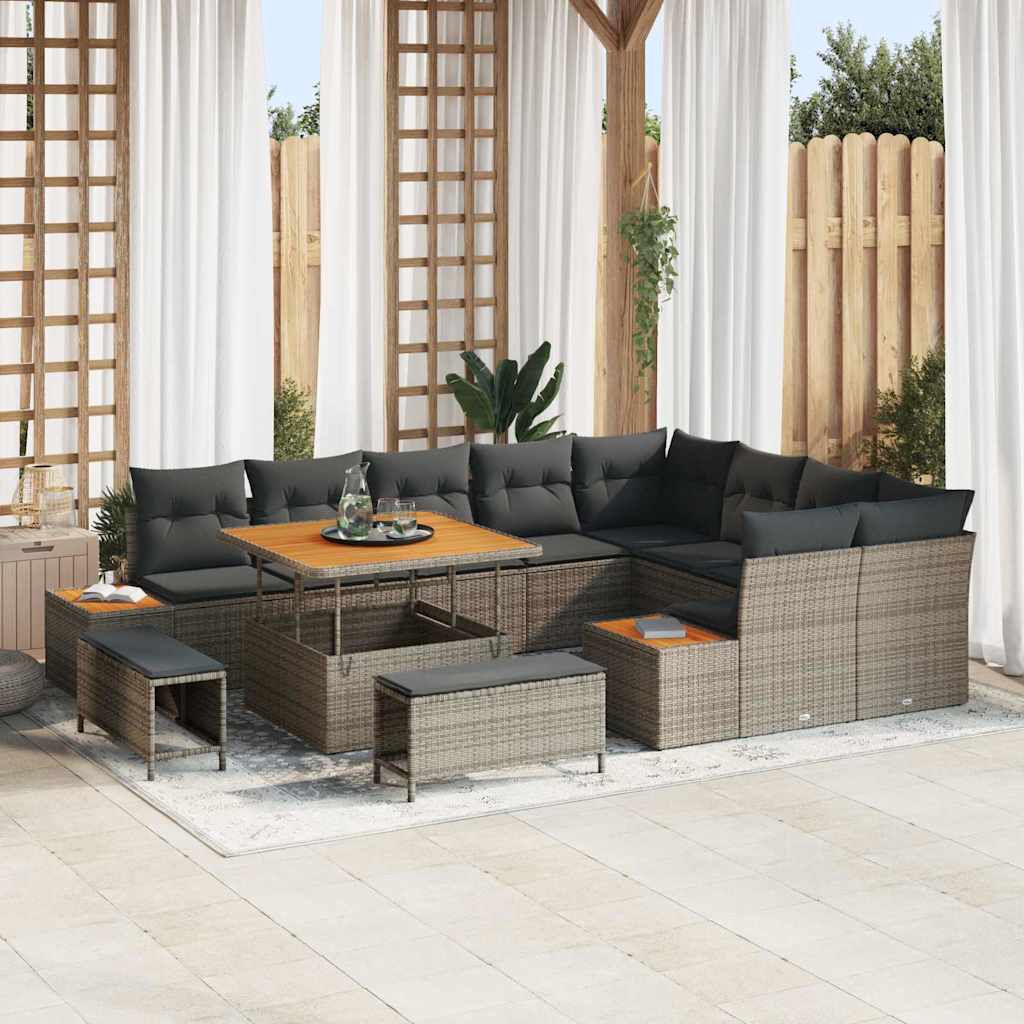 vidaXL Conjunto de sofás de jardín 12 uds. 11-Número de plazas Gris