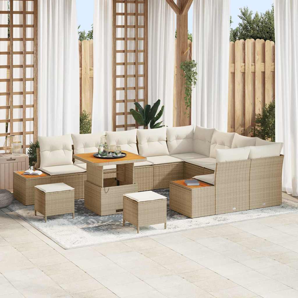 vidaXL Conjunto de sofás de jardín 12 uds. 11-Número de plazas Beige