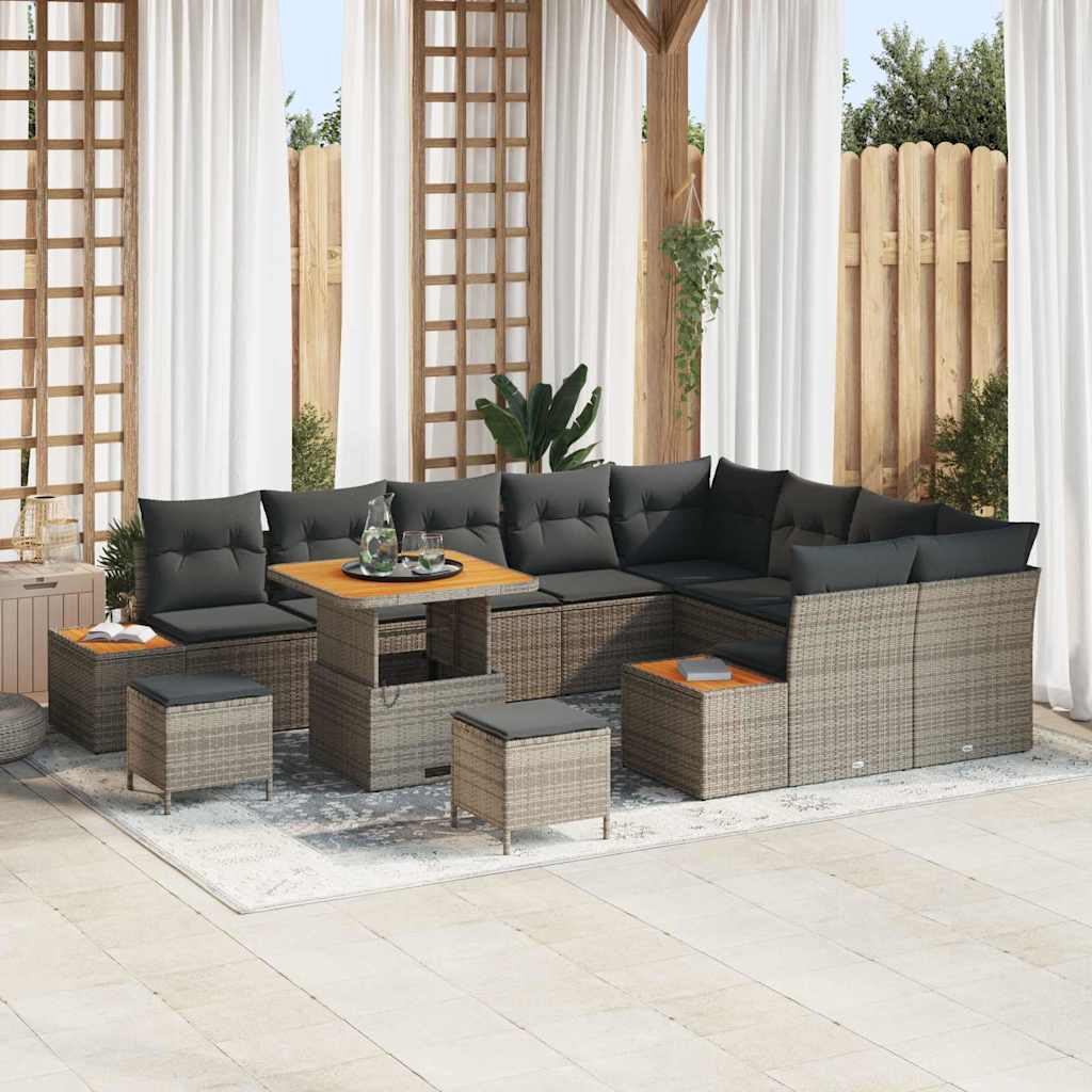 vidaXL Conjunto de sofás de jardín 12 uds. 11-Número de plazas Gris