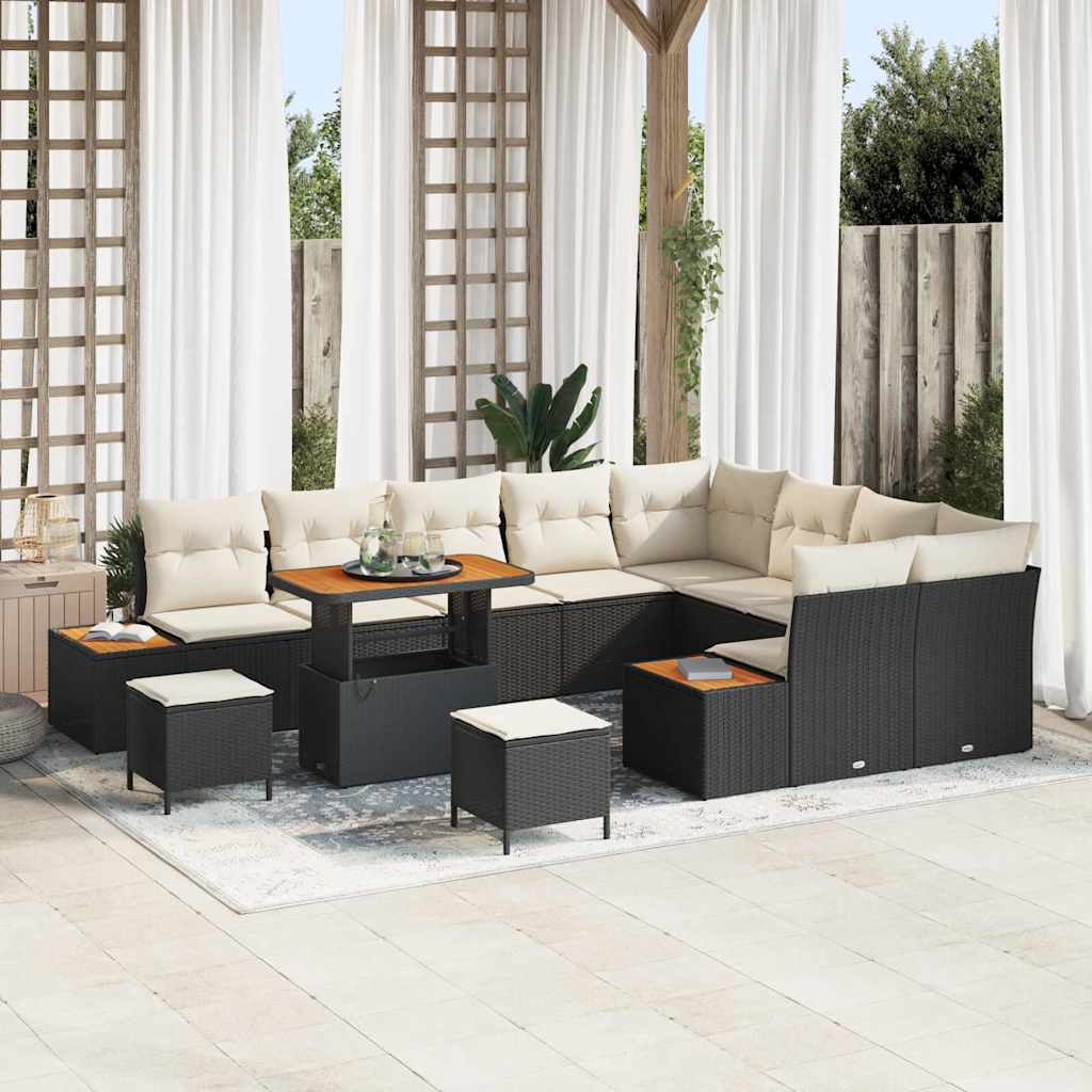 vidaXL Conjunto de sofás de jardín 12 uds. 11-Número de plazas Negro