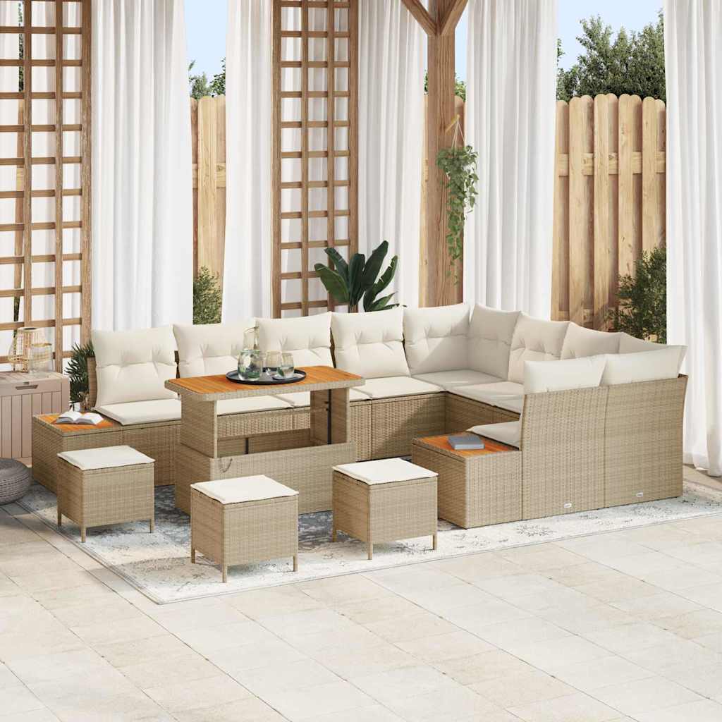 vidaXL Conjunto de sofás de jardín 13 uds. 12-Número de plazas Beige