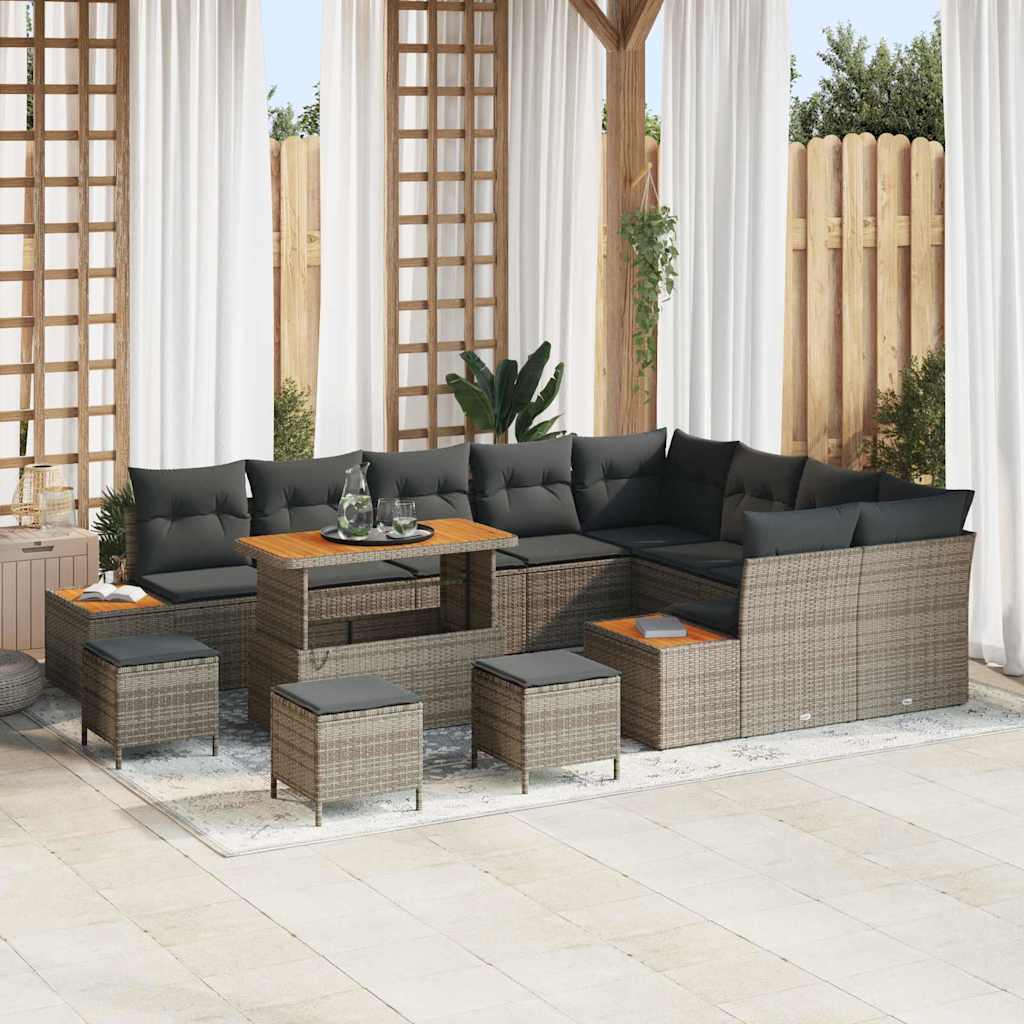vidaXL Conjunto de sofás de jardín 13 uds. 12-Número de plazas Gris