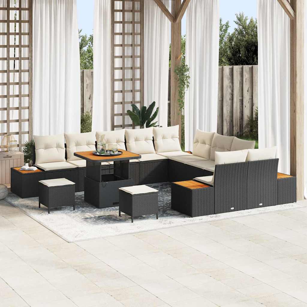vidaXL Conjunto de sofás de jardín 13 uds. 12-Número de plazas Negro