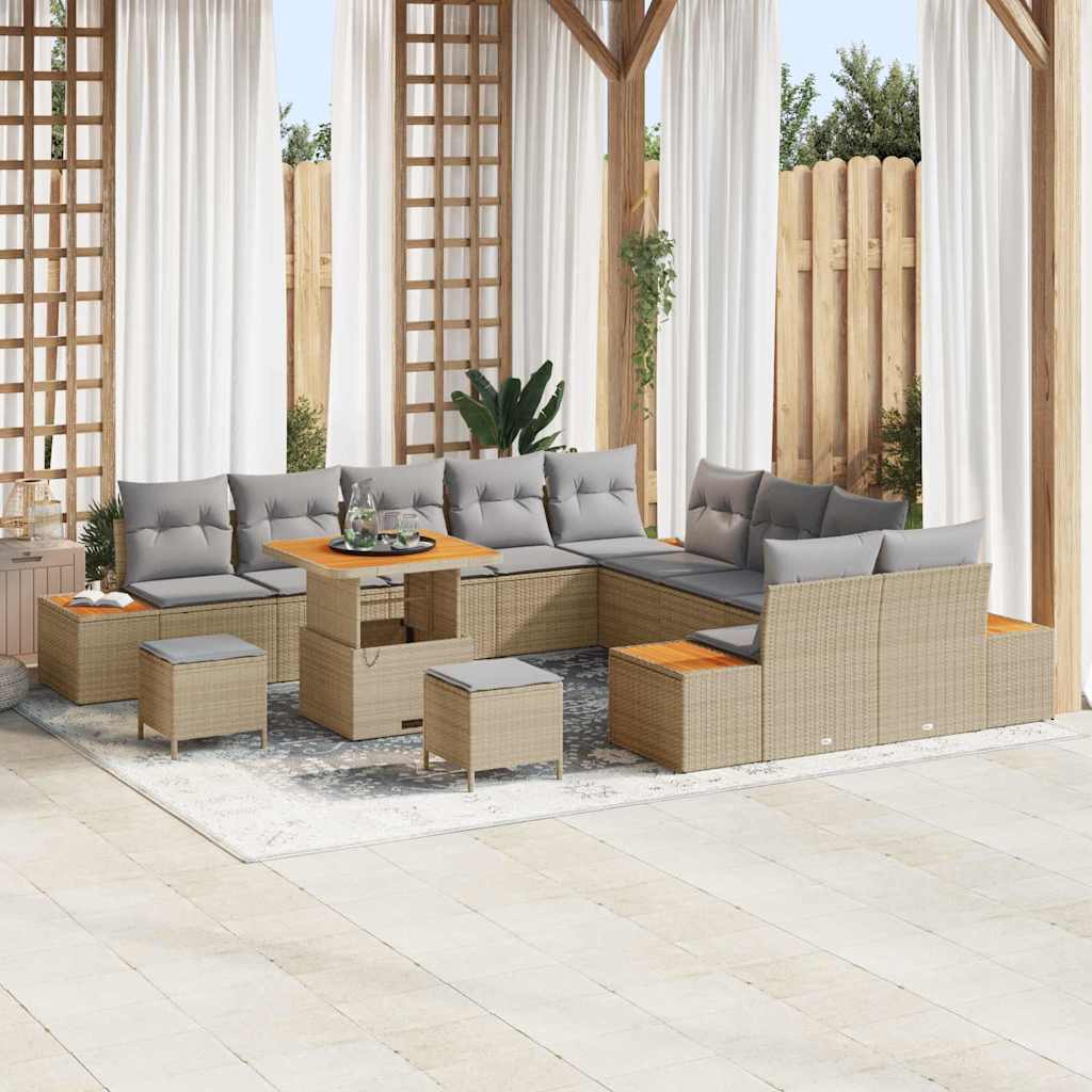 vidaXL Conjunto de sofás de jardín 13 uds. 12-Número de plazas Beige