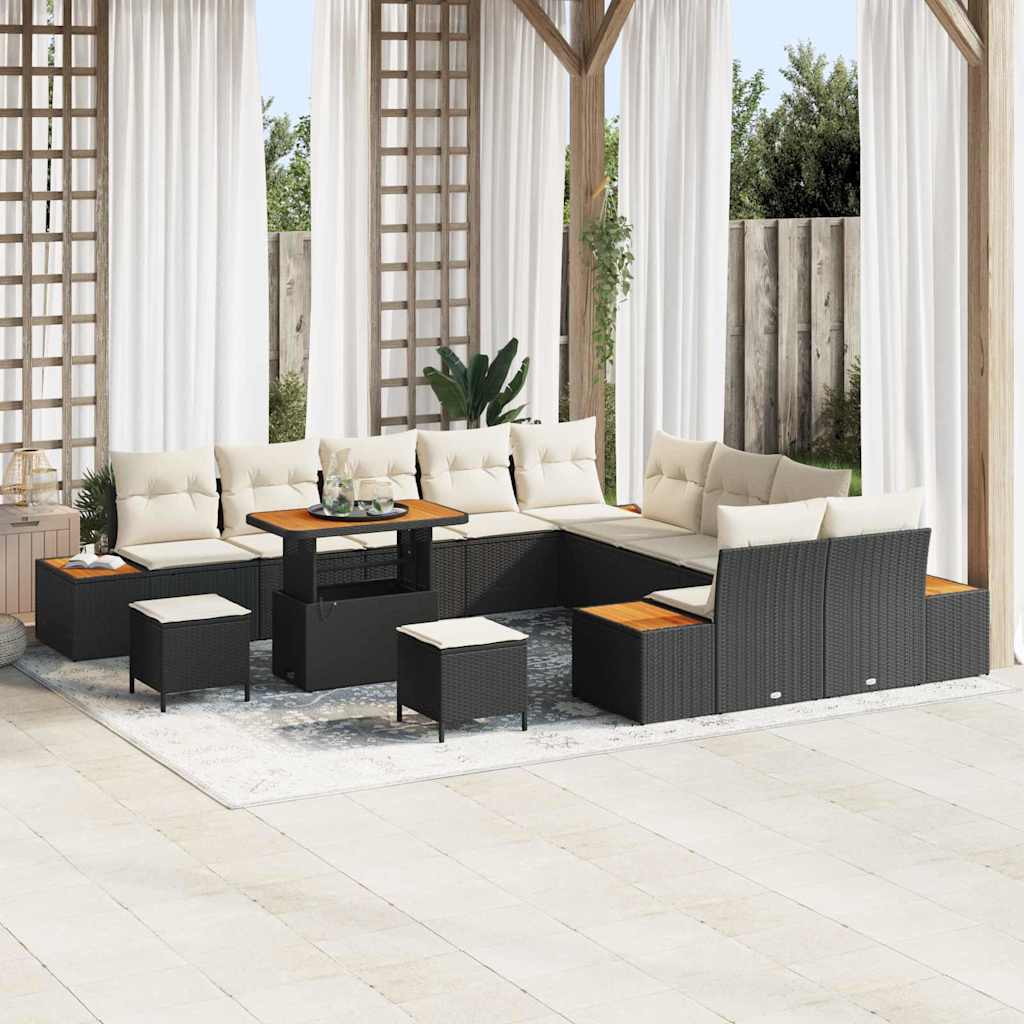 vidaXL Conjunto de sofás de jardín 13 uds. 12-Número de plazas Negro