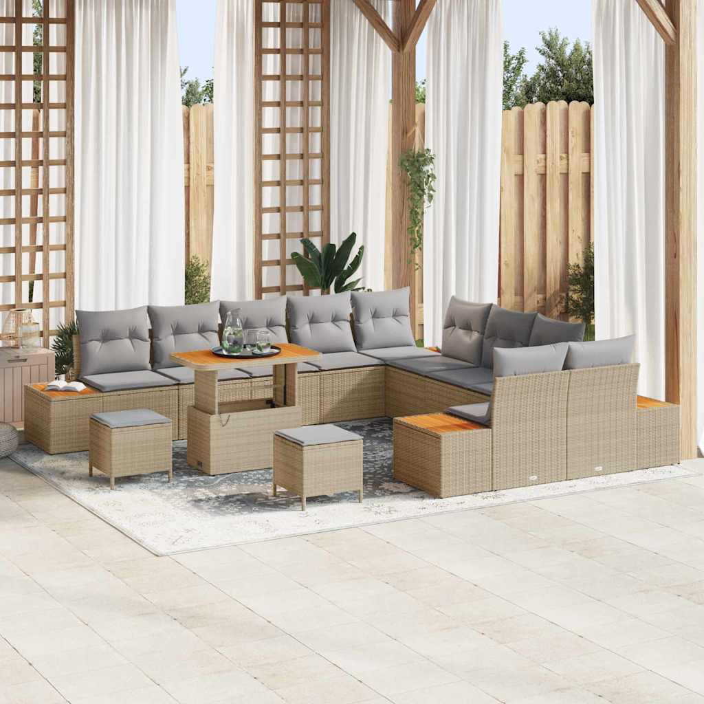 vidaXL Conjunto de sofás de jardín 13 uds. 12-Número de plazas Beige