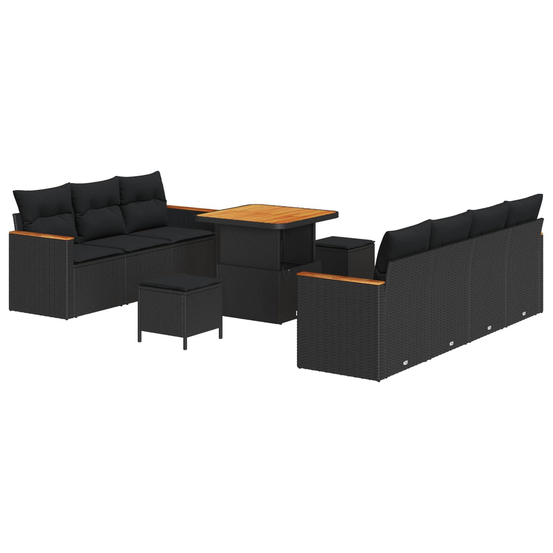 vidaXL Conjunto de sofás de jardín 14 uds. 9-Número de plazas Negro