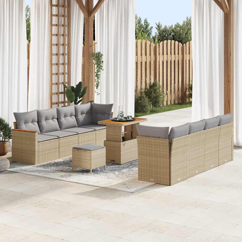 vidaXL Conjunto de sofás de jardín 12 uds. 10-Número de plazas Beige