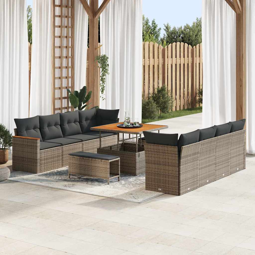 vidaXL Conjunto de sofás de jardín 12 uds. 10-Número de plazas Gris