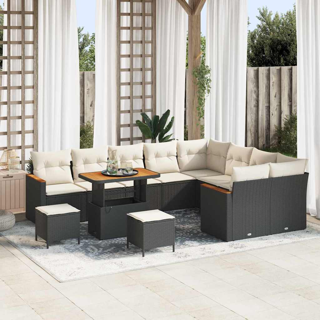 vidaXL Conjunto de sofá de jardín 12 uds. 9-Número de plazas Negro