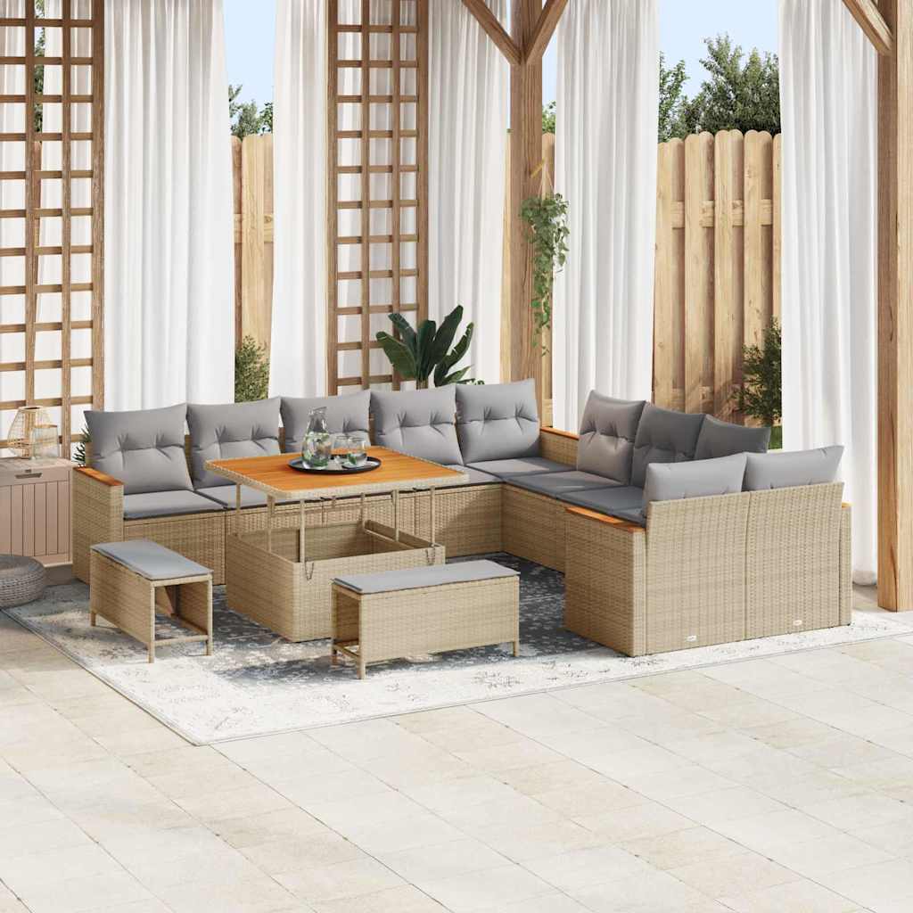 vidaXL Conjunto de sofás de jardín 13 uds. 12-Número de plazas Beige