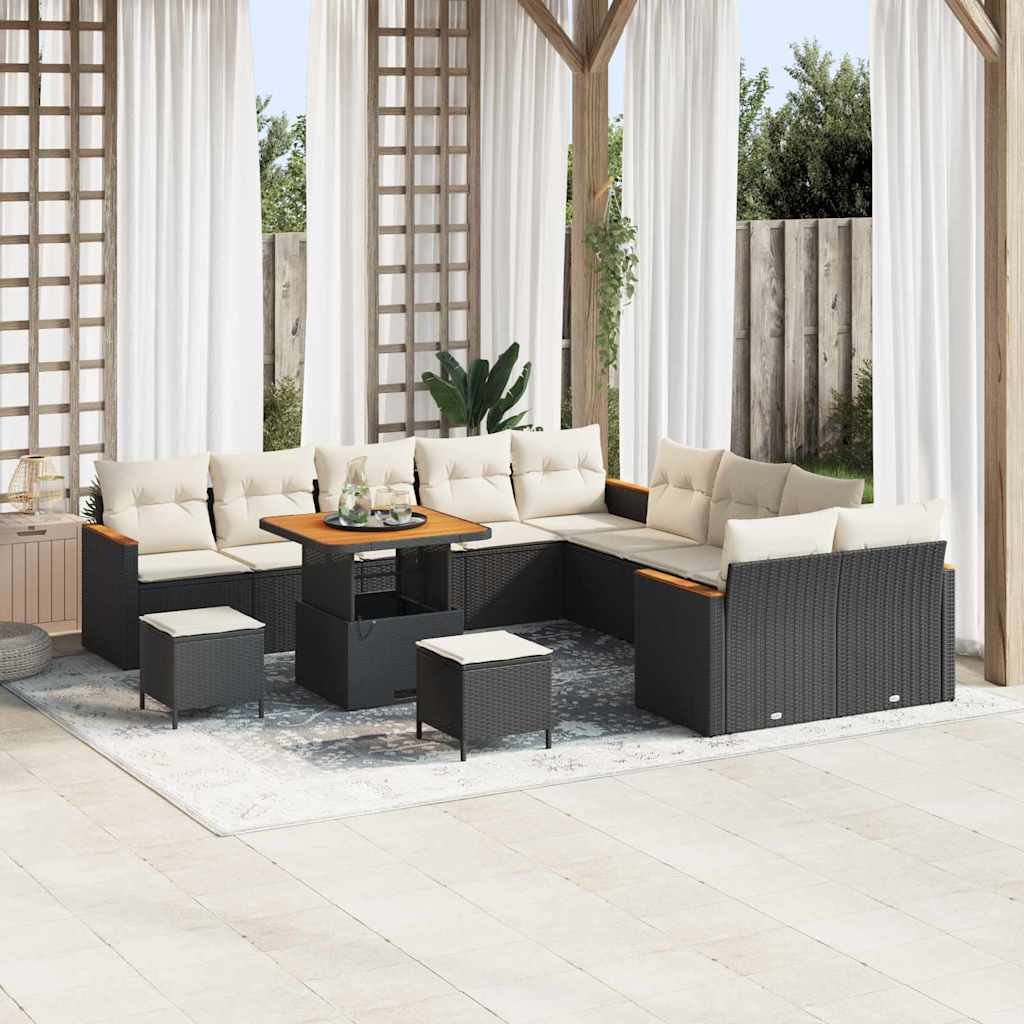 vidaXL Conjunto de sofás de jardín 13 uds. 12-Número de plazas Negro