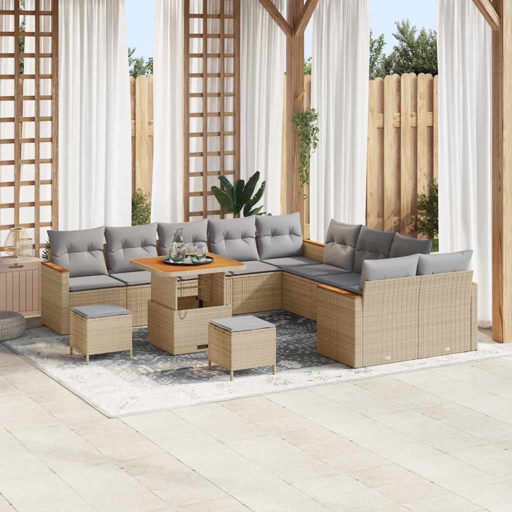 vidaXL Conjunto de sofás de jardín 13 uds. 12-Número de plazas Beige