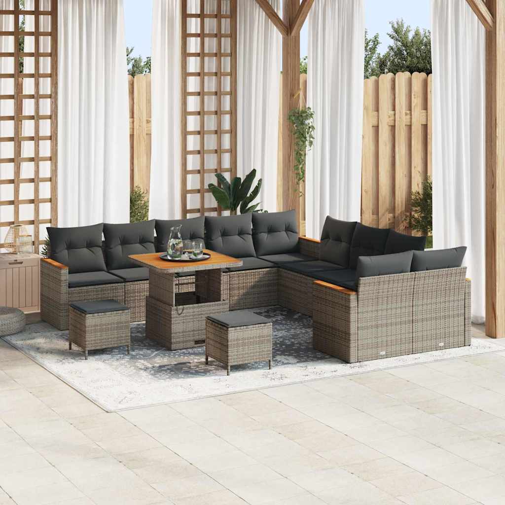 vidaXL Conjunto de sofás de jardín 13 uds. 12-Número de plazas Gris
