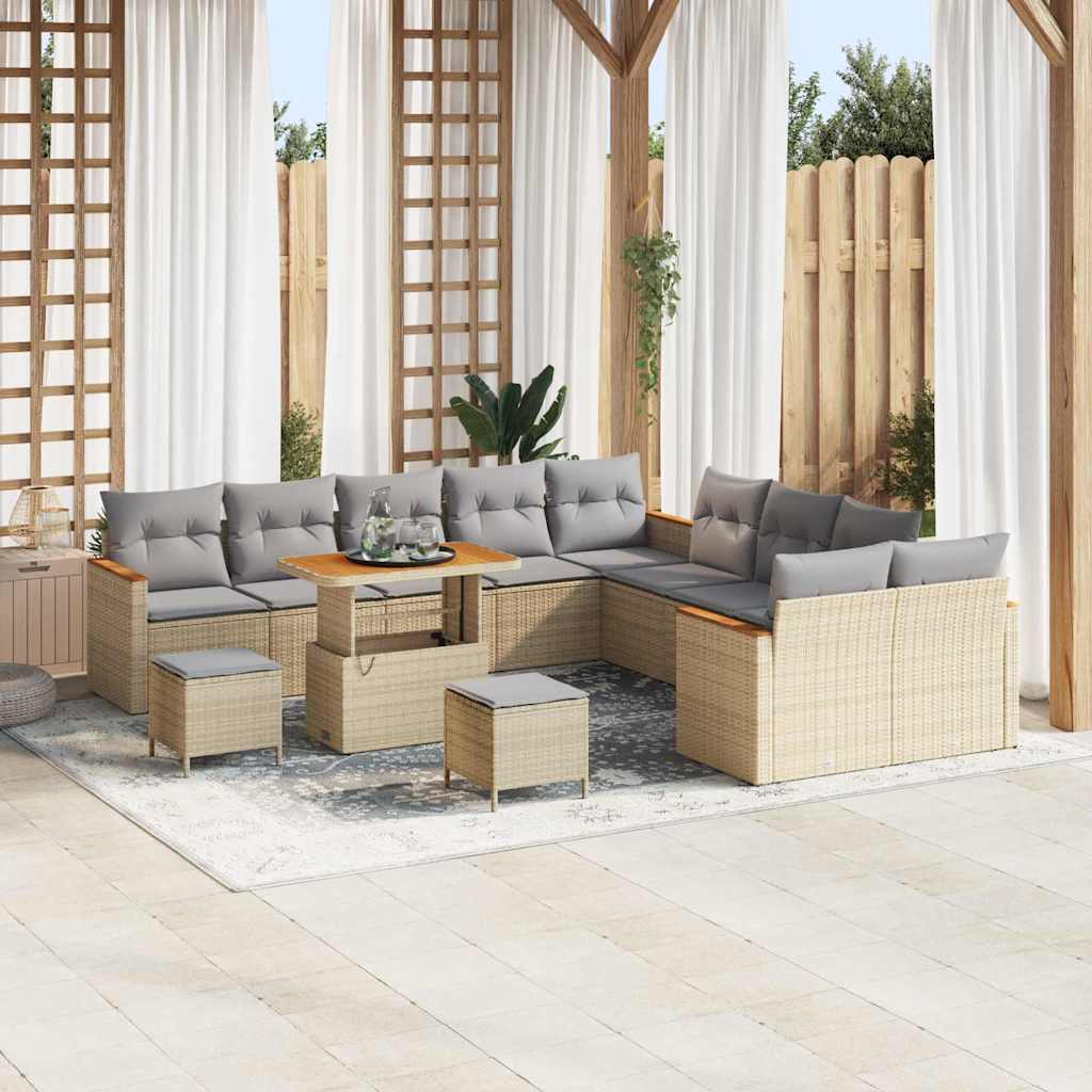 vidaXL Conjunto de sofás de jardín 13 uds. 12-Número de plazas Beige