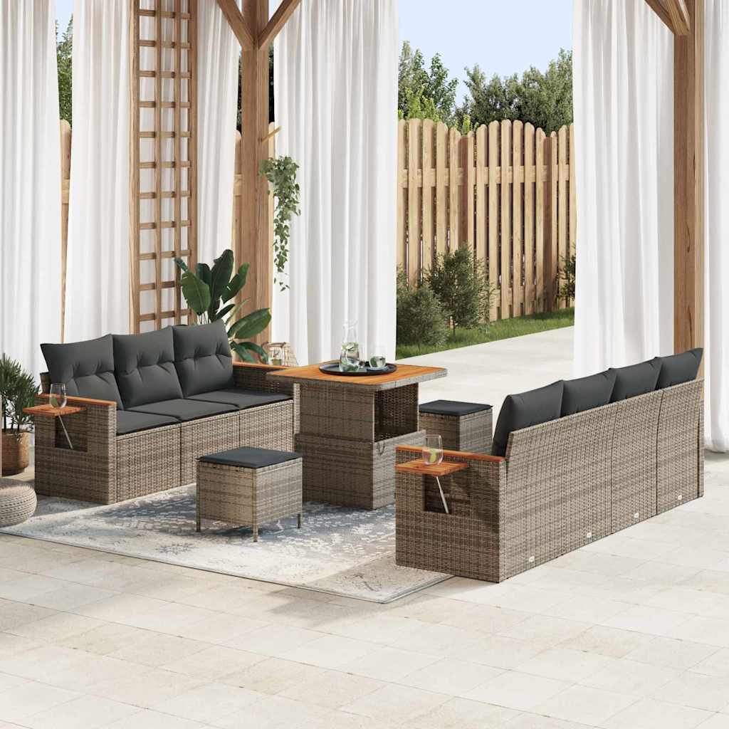 vidaXL Conjunto de sofás de jardín 13 uds. 9-Número de plazas Gris