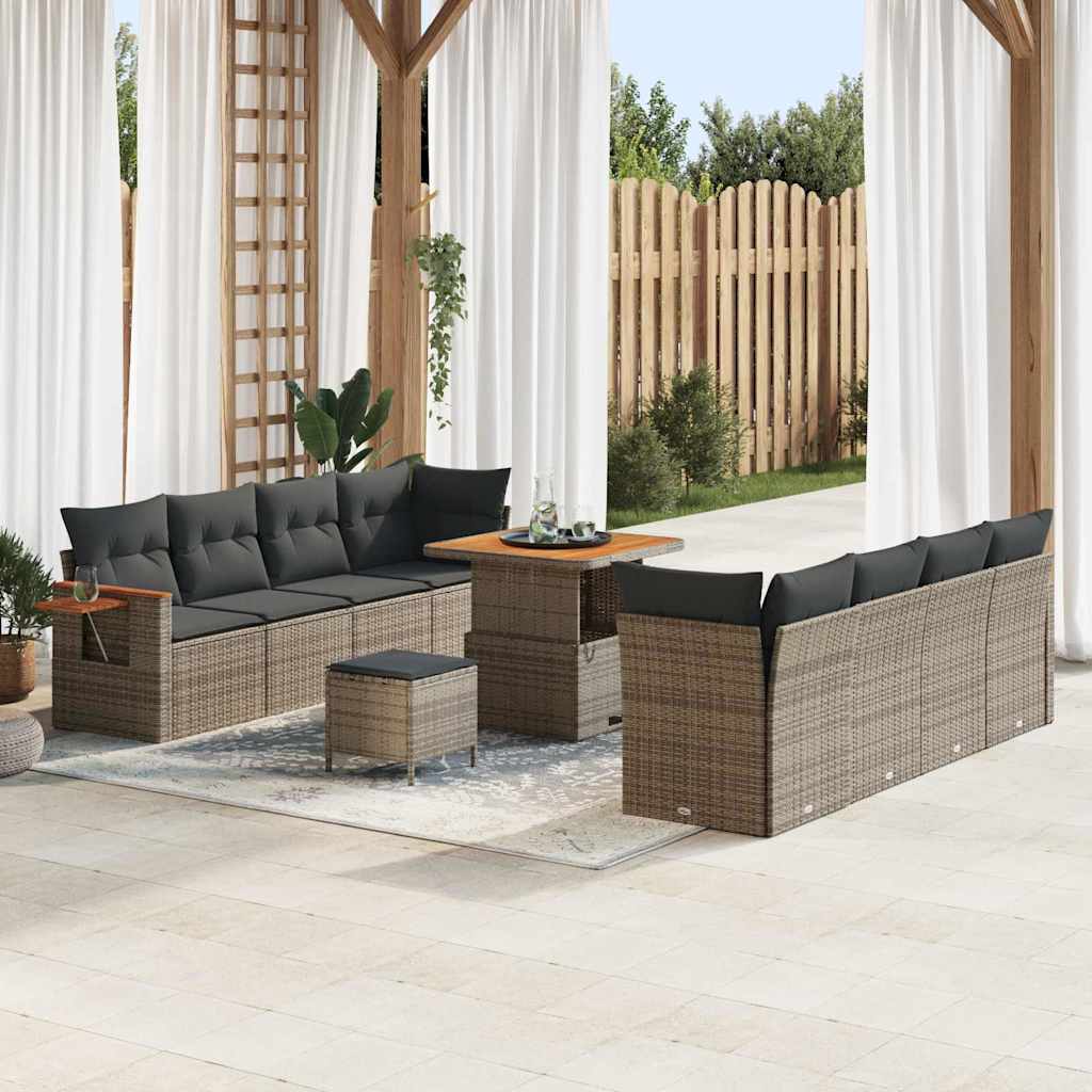 vidaXL Conjunto de sofás de jardín 12 uds. 10-Número de plazas Gris