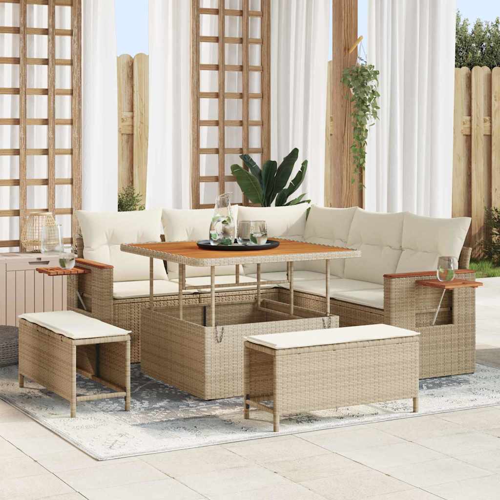 vidaXL Conjunto de sofás de jardín 9 uds. 8-Número de plazas