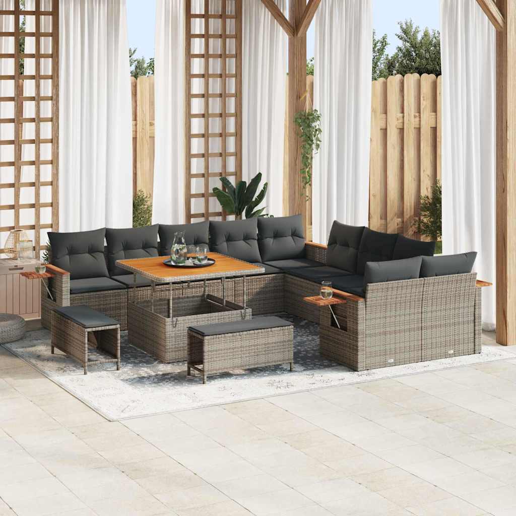 vidaXL Conjunto de sofás de jardín 17 uds. 12-Número de plazas Gris