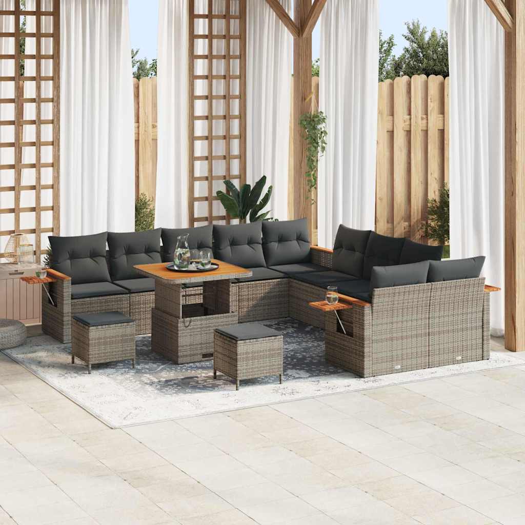 vidaXL Conjunto de sofás de jardín 17 uds. 10-Número de plazas Gris