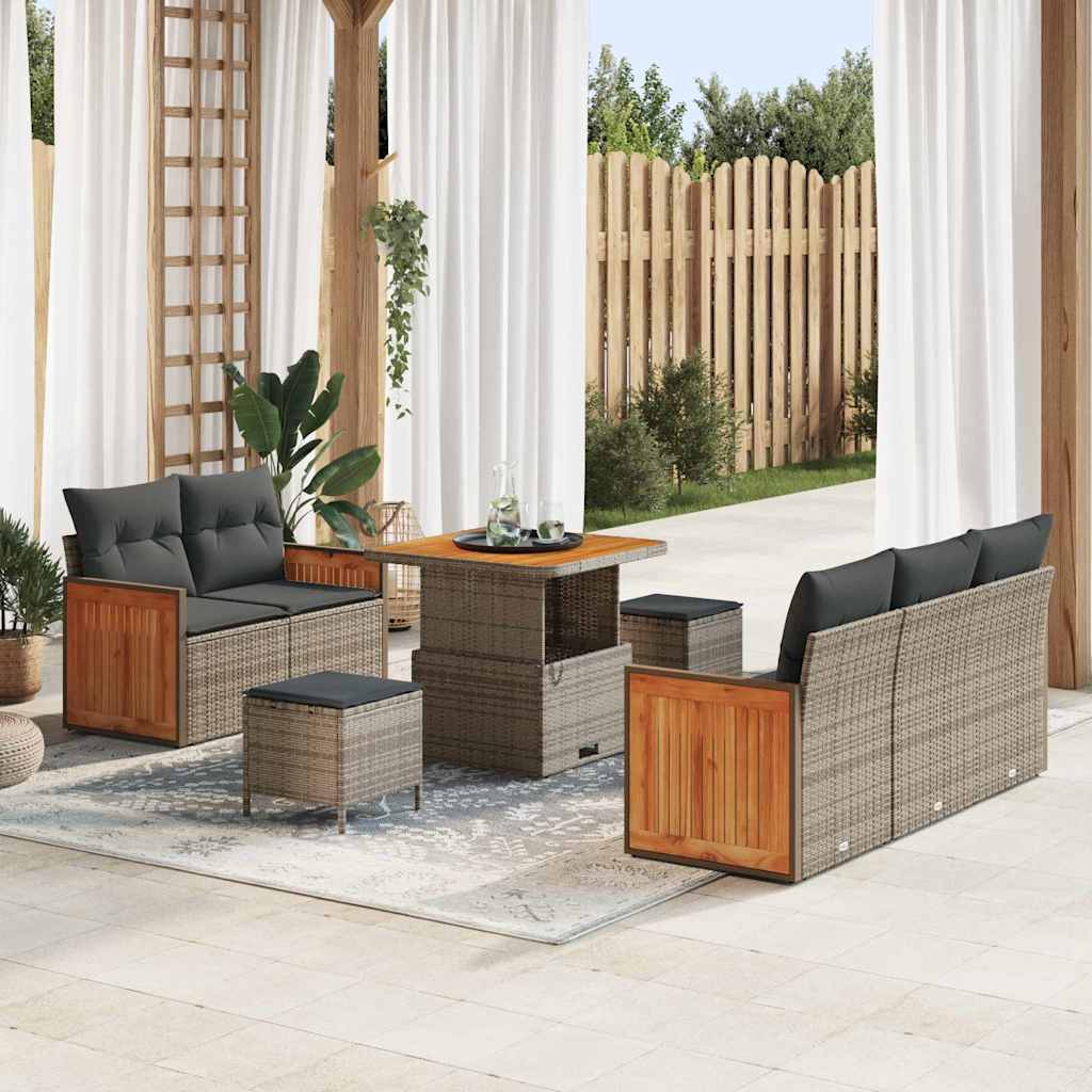 vidaXL Conjunto de sofás de jardín 10 uds. 7-Número de plazas Gris
