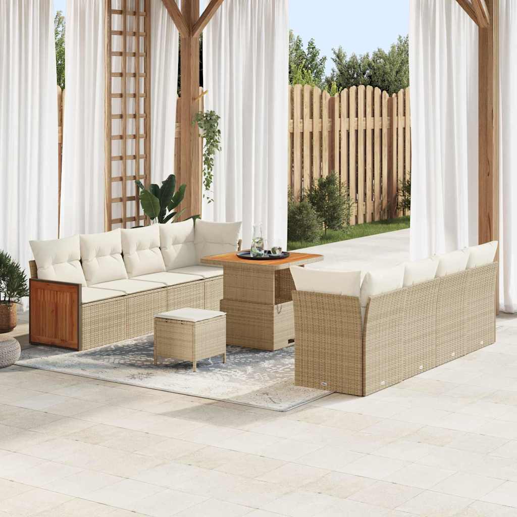 vidaXL Conjunto de sofás de jardín con cojín 12 pcs Beige y Crema