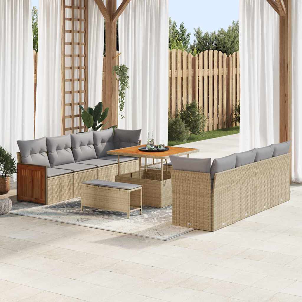 vidaXL Conjunto de sofás de jardín con cojín 12 pcs Beige y Gris Claro