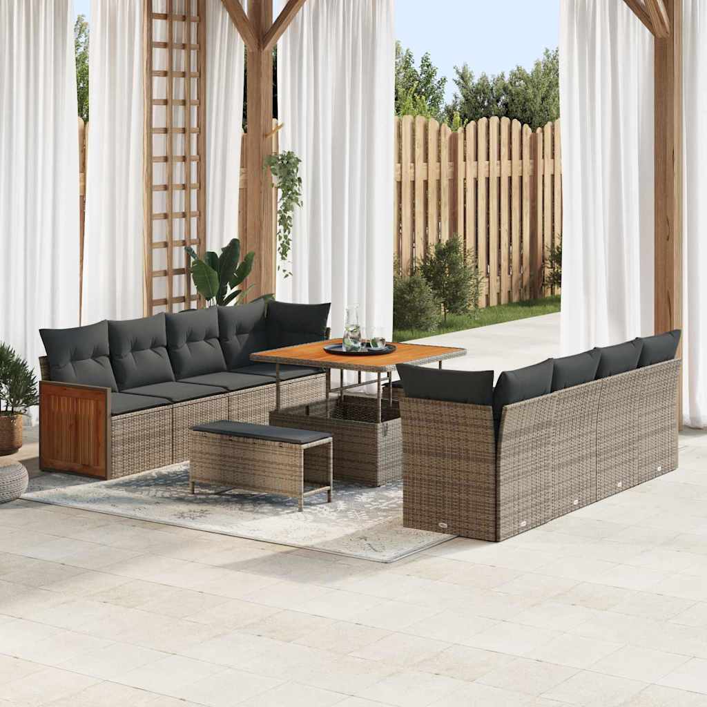 vidaXL Conjunto de sofás de jardín con cojín Gris 231 x 224 x 85 cm