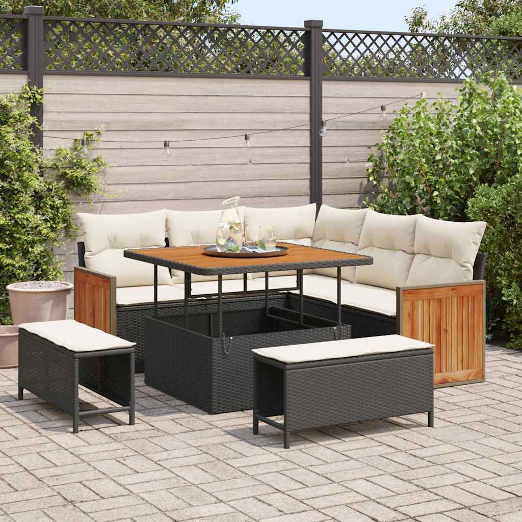 vidaXL Conjunto de sofás de jardín 9 uds. 8-Número de plazas