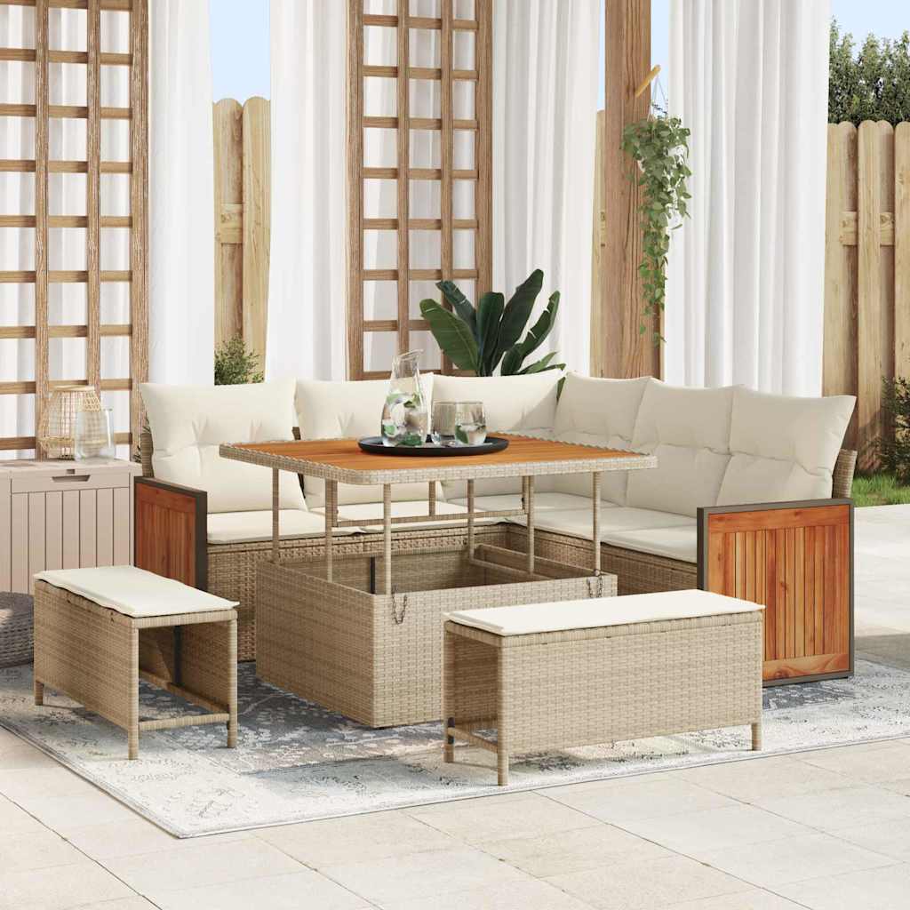vidaXL Conjunto de sofás de jardín 9 uds. 8-Número de plazas