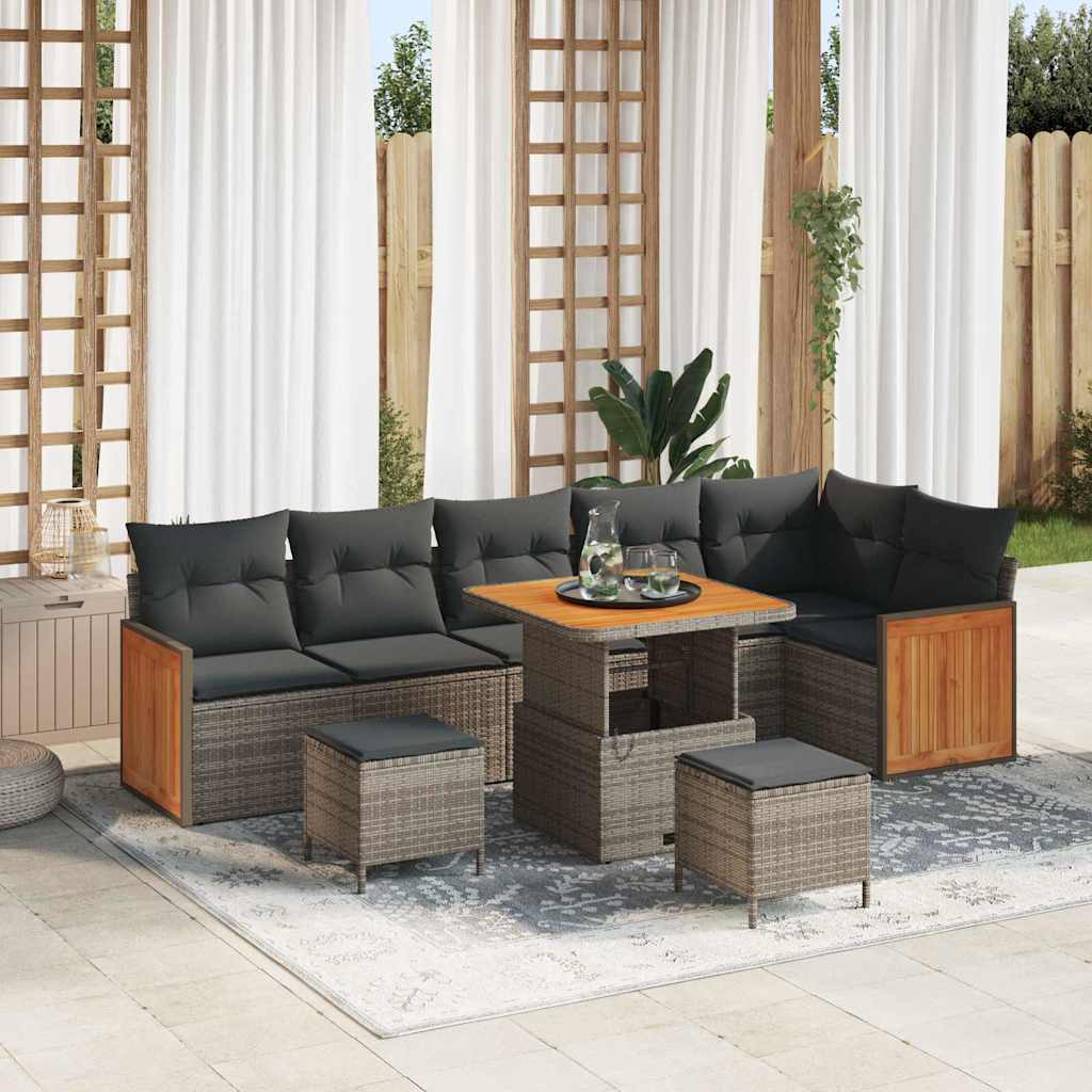 vidaXL Conjunto de sofás de jardín 11 uds. 7-Número de plazas Gris