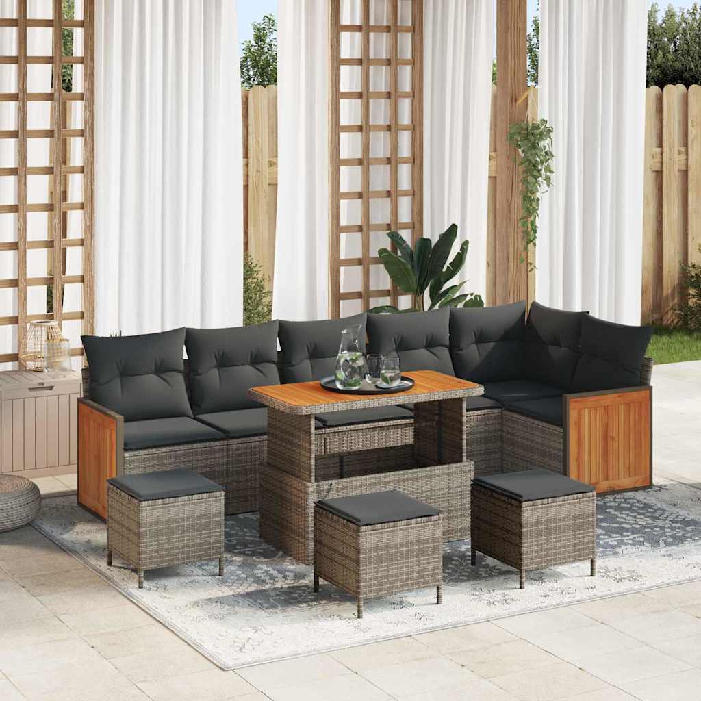 vidaXL Conjunto de sofás de jardín 12 uds. 8-Número de plazas Gris