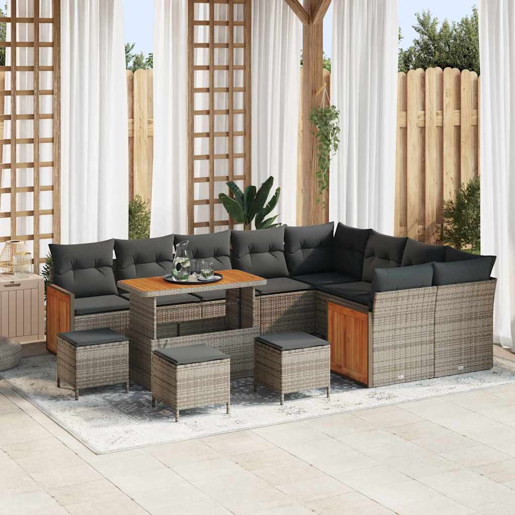 vidaXL Conjunto de sofás de jardín 14 uds. 10-Número de plazas Gris