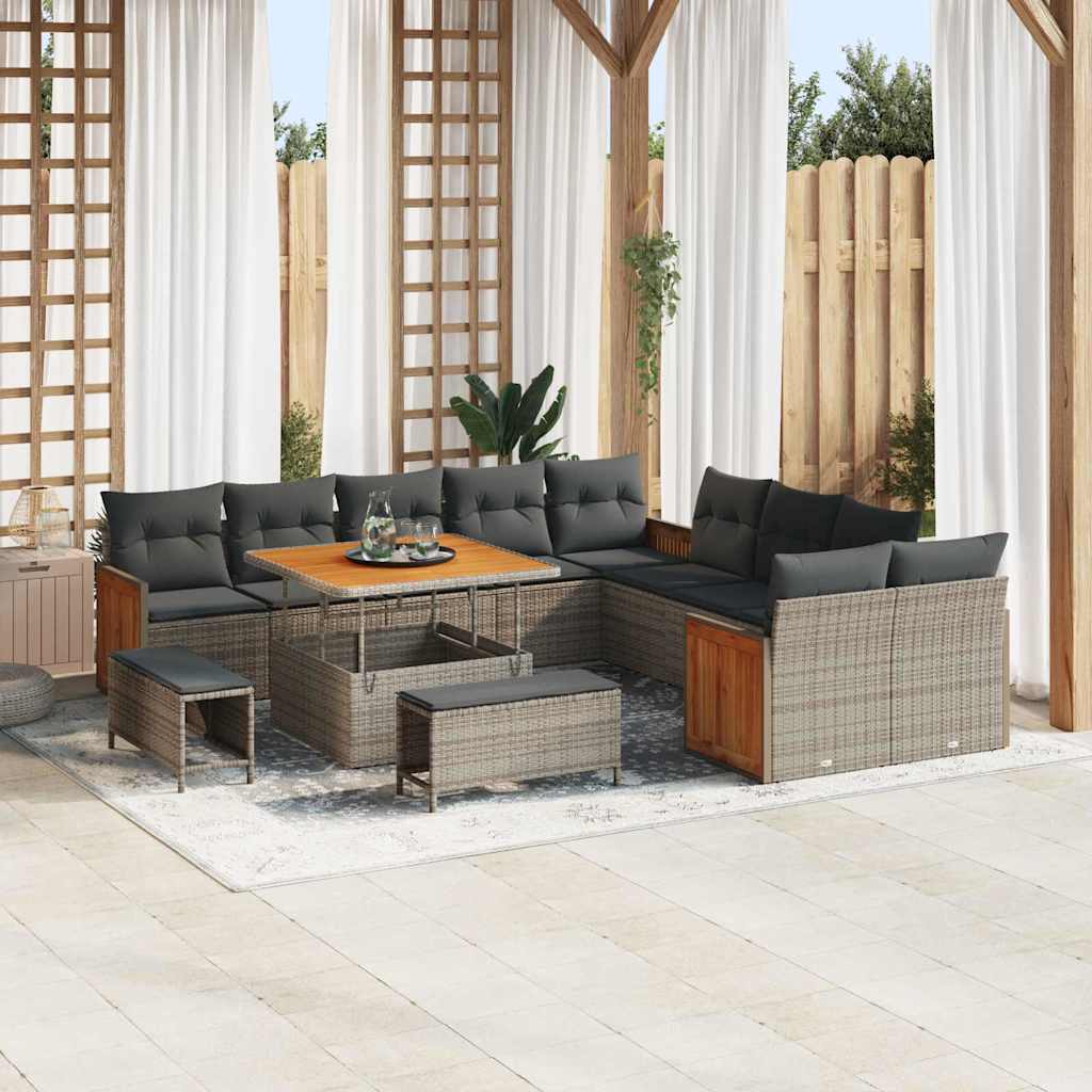 vidaXL Conjunto de sofás de jardín 17 uds. 12-Número de plazas Gris