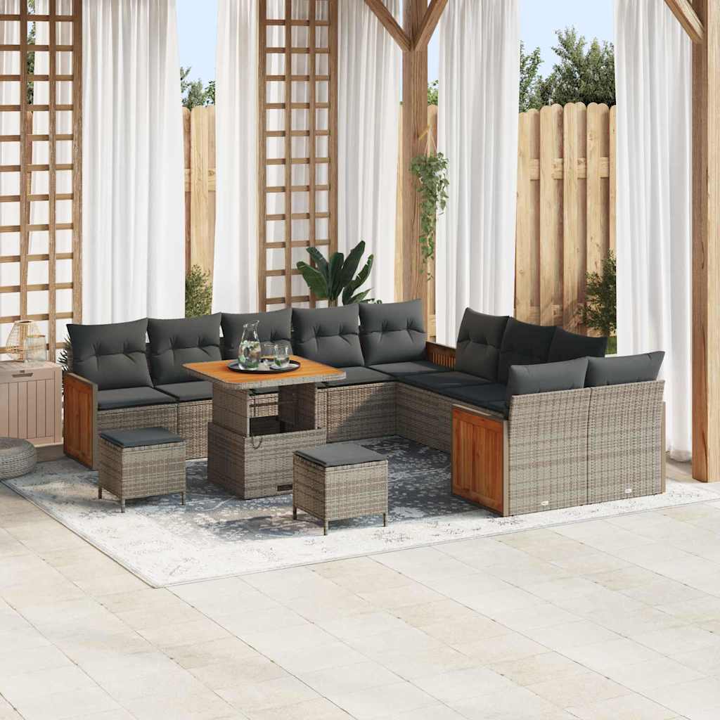 vidaXL Conjunto de sofás de jardín 17 uds. 10-Número de plazas Gris