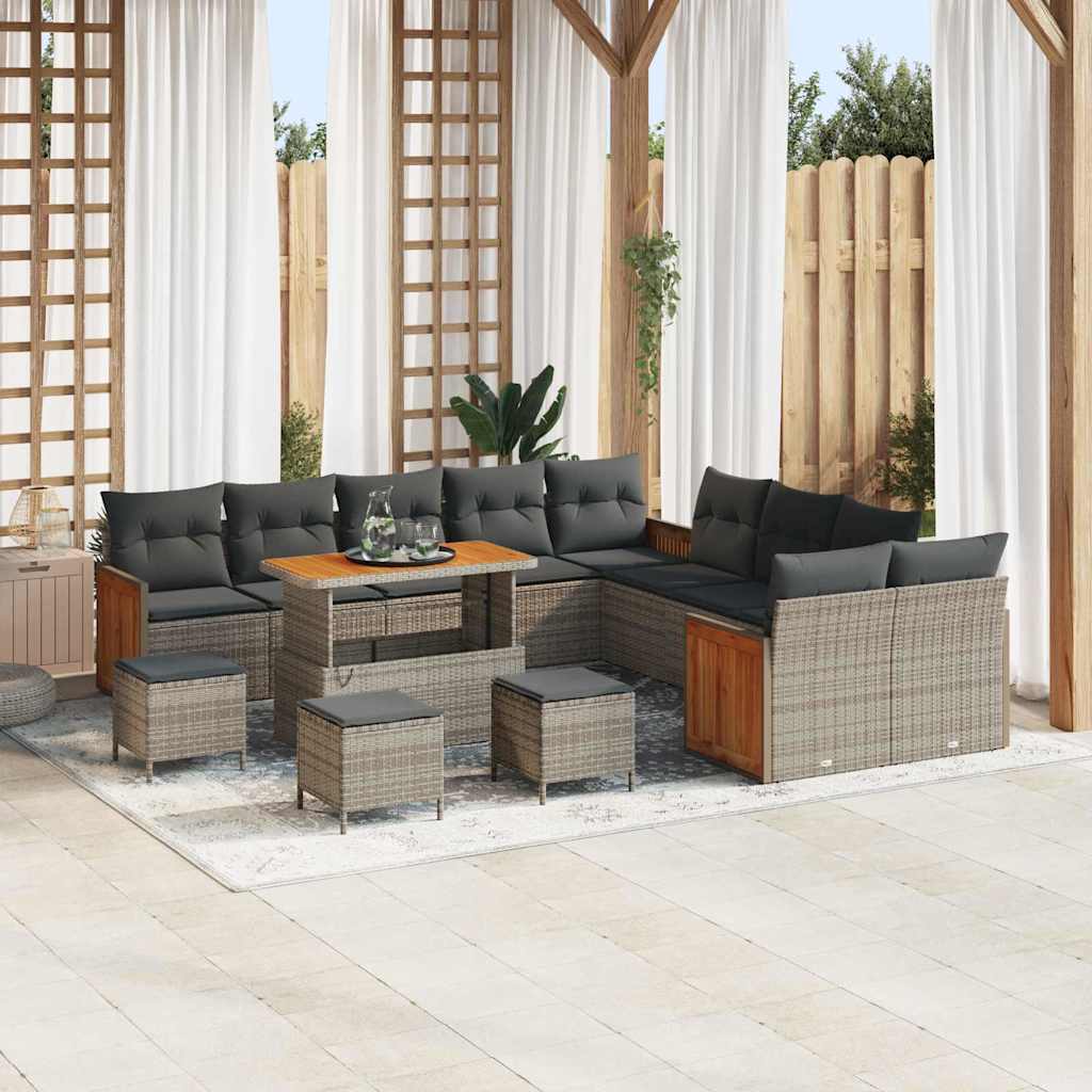 vidaXL Conjunto de sofás de jardín 18 uds. 11-Número de plazas Gris