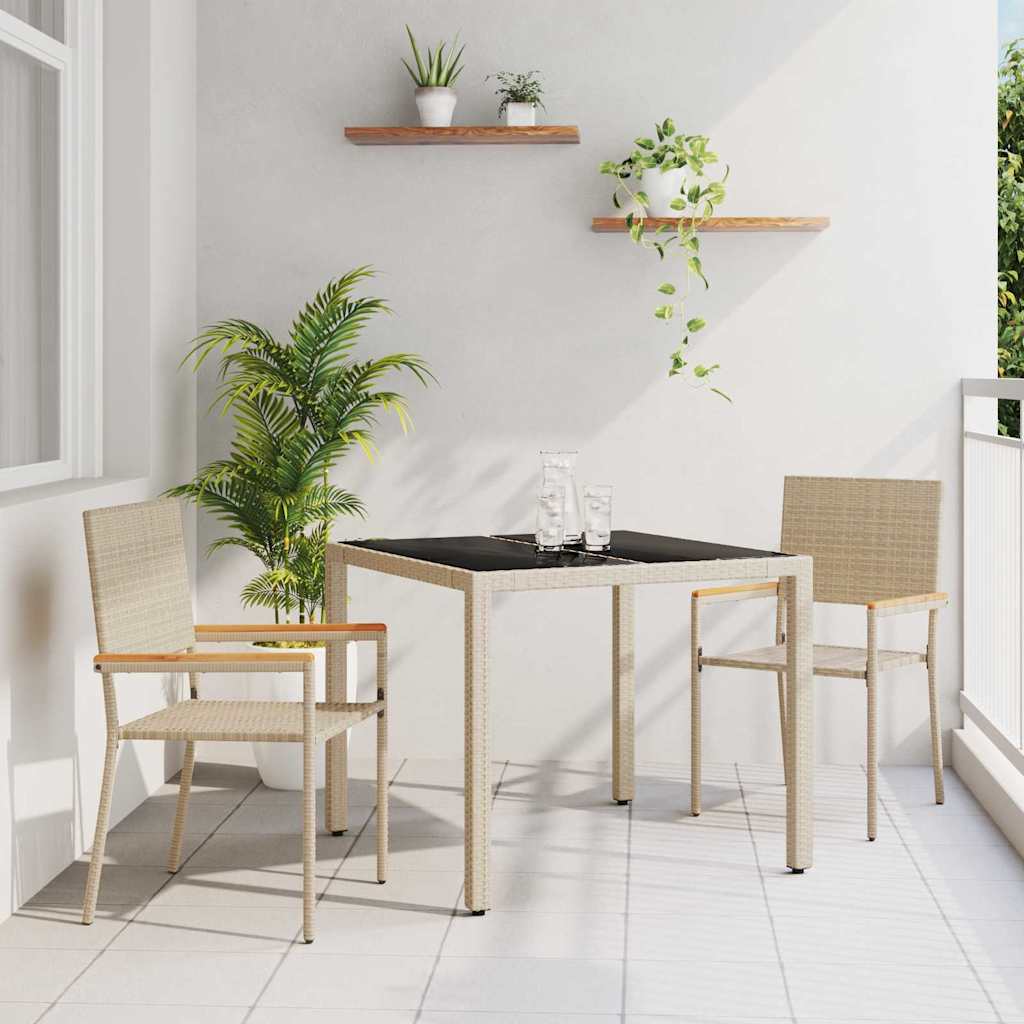 vidaXL Conjunto de Comedor de Jardín 3 uds. Beige ratán sintético